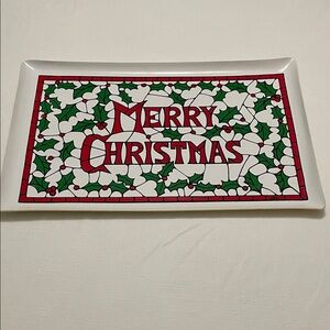 Vintage Festive Merry Christmas Serving Tray